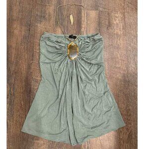 Sage Green Necklace Style Sleeveless Shirt Top - Sky women's Size x small
